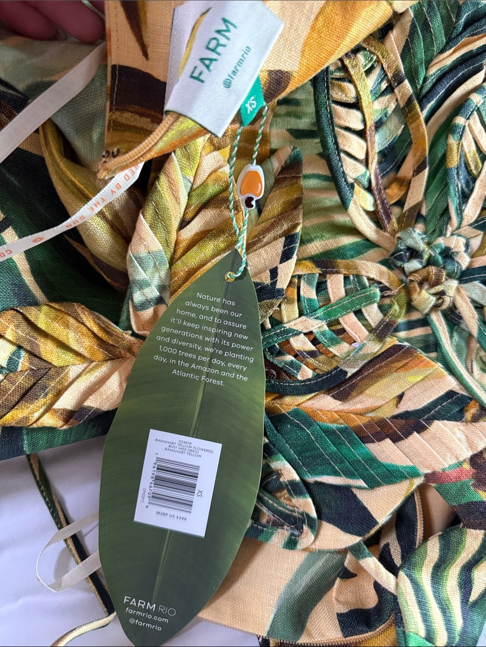 FARM Rio Tropical Leaf Maxi Dress in Green & Tan - Picture 3 of 4